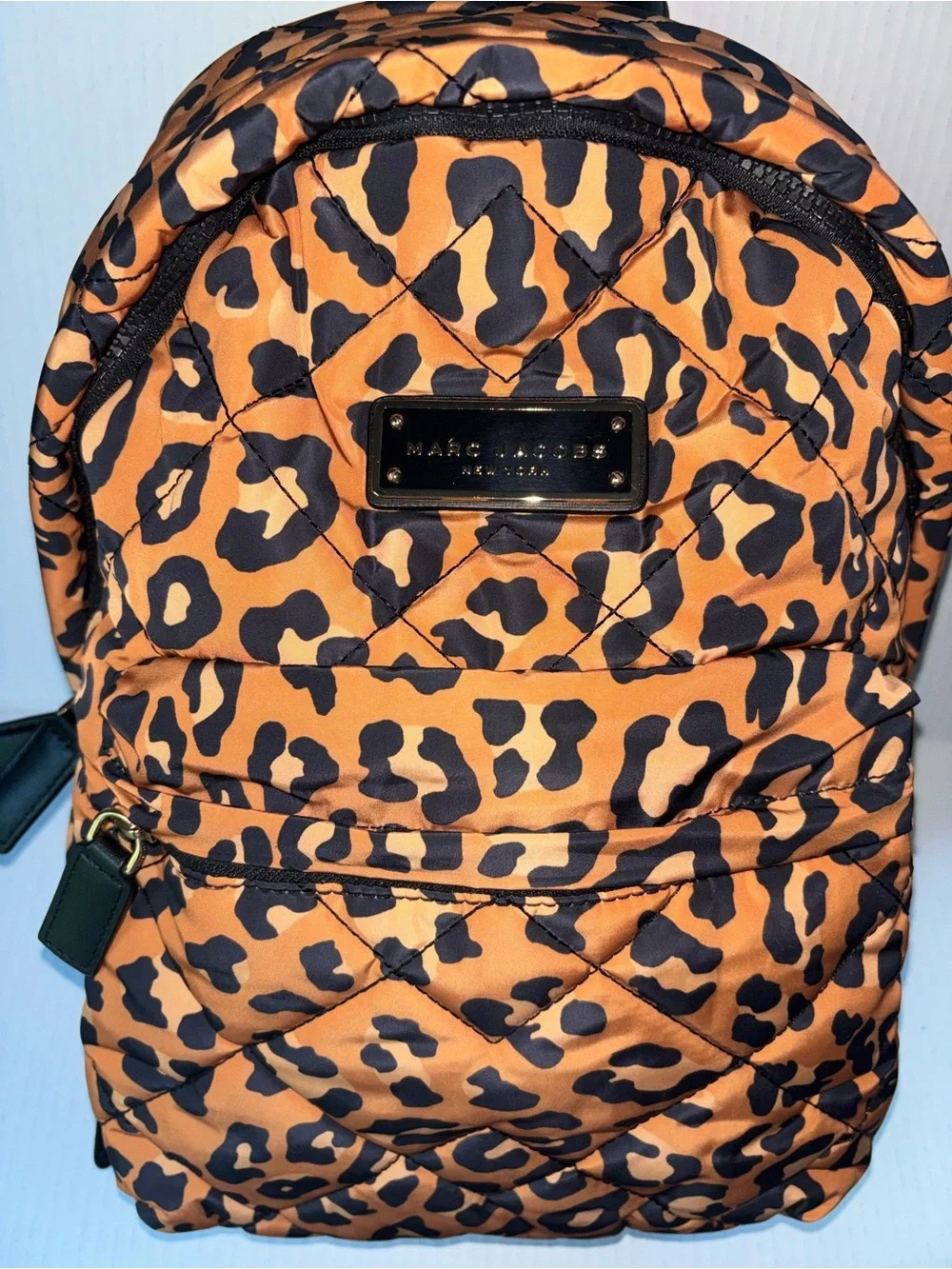 Marc Jacobs Quilted Leopard-Print Mini Backpack in Orange & Black